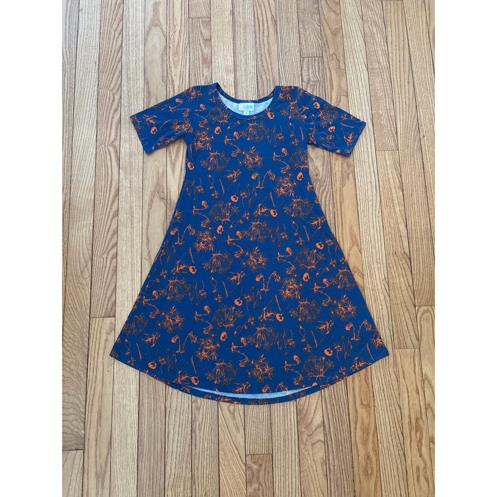Girls dress lularoe classic vintage playwear churchwear modest blue orange girly